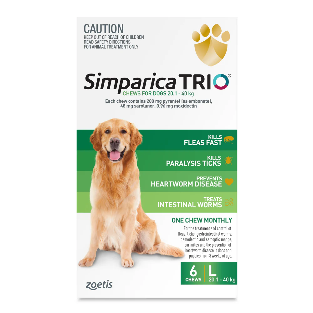 Simparica Trio 20.1 - 40 kg For Large Dog Health Green