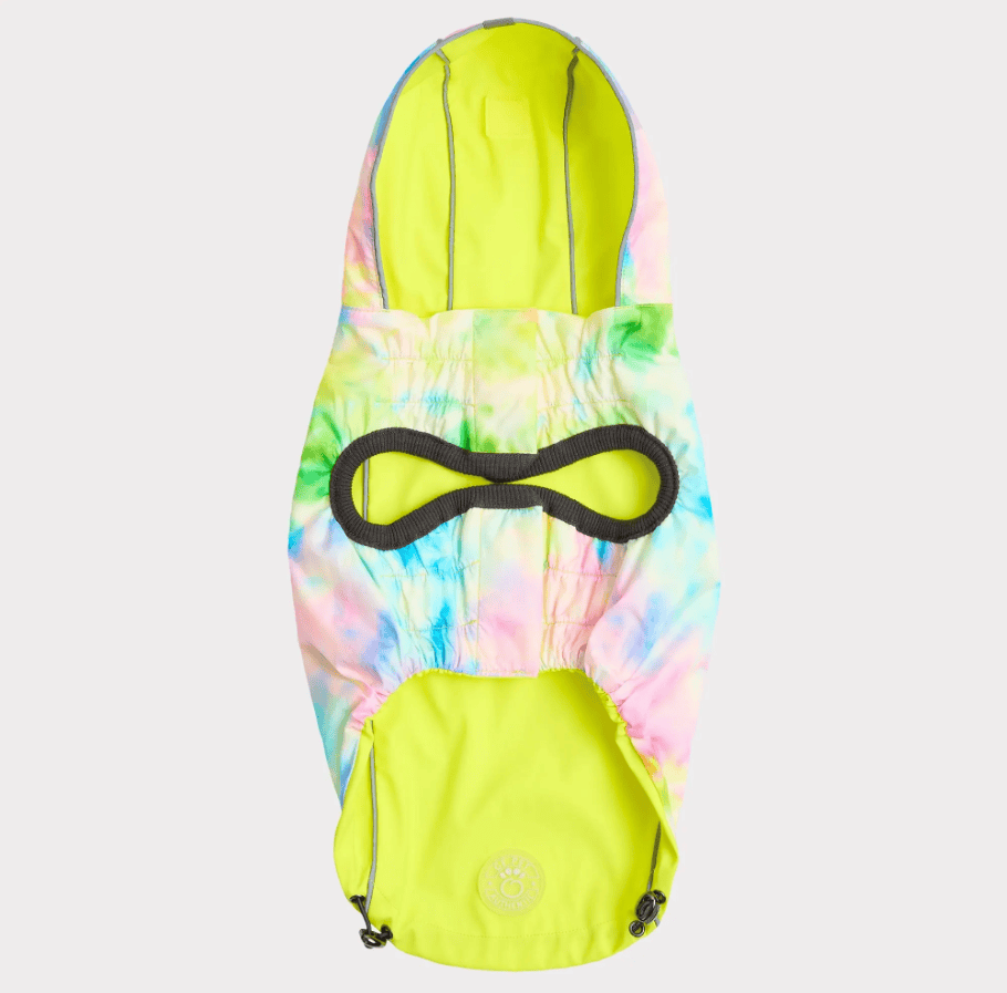 GF Pet Elasto-Fit Reversible Raincoat - Neon Yellow/Soft Tie Dye (Medium)