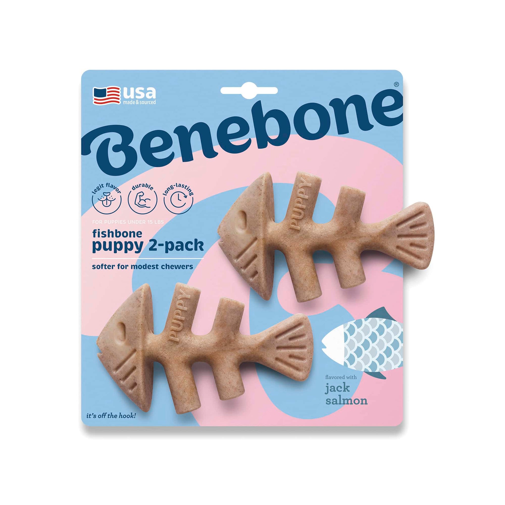 Benebone Puppy 2-Pack Fishbone Dog Chew Toy