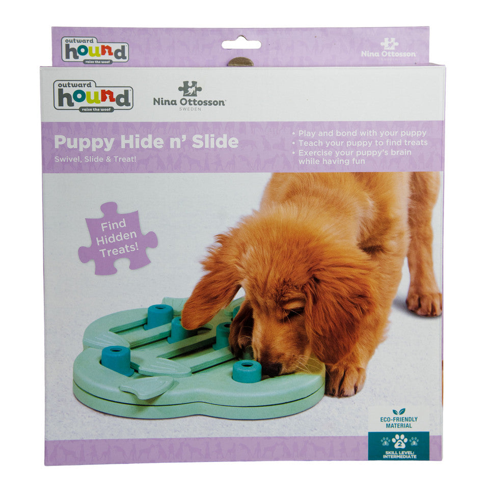 Nina Ottosson Puppy Hide N' Slide Interactive Treat Puzzle Dog Toy - Green