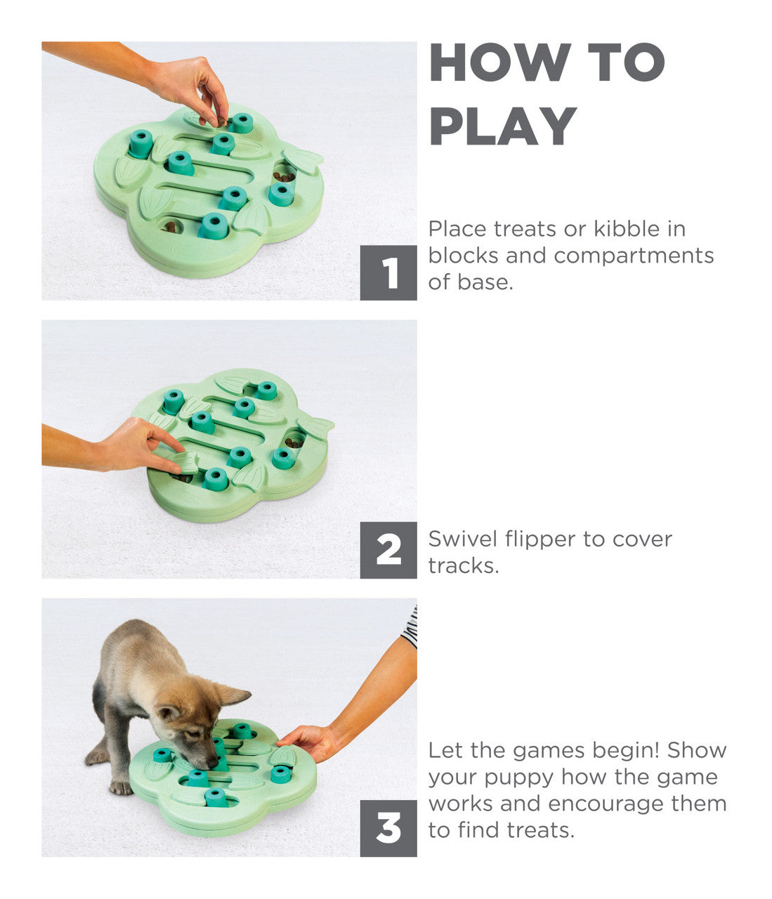 Nina Ottosson Puppy Hide N' Slide Interactive Treat Puzzle Dog Toy - Green