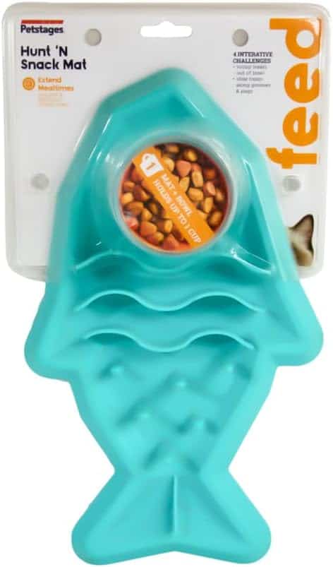 Outward Hound Cat Hunt 'n S0ck Feed Mat Cat Slow Feeder - Blue