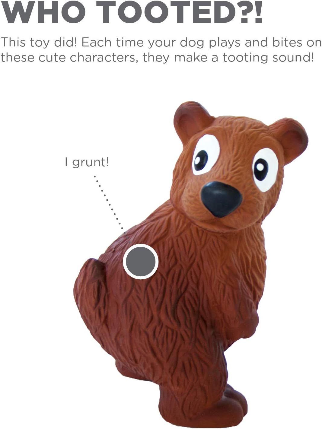 Outward Hound Tootiez Latex Rubber Grunter Bear Dog Toy - Small