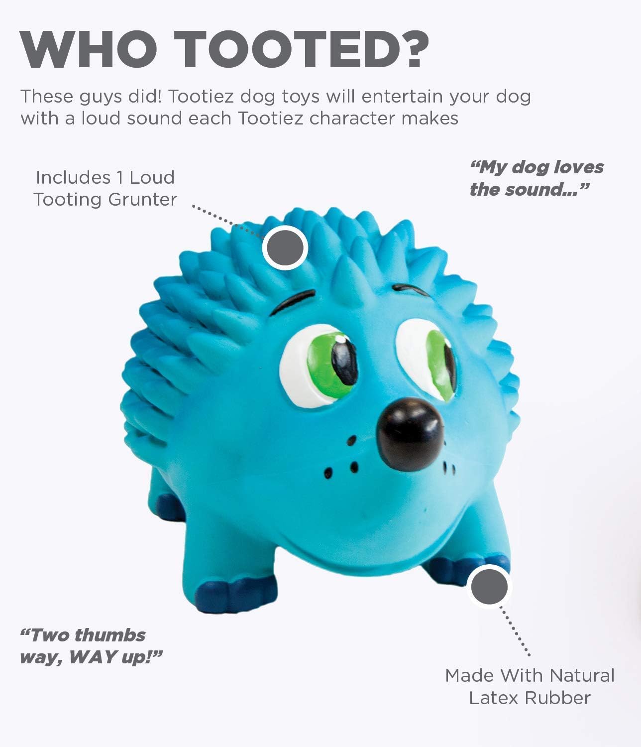 Outward Hound Tootiez Latex Rubber Grunter Hedgehog Dog Toy - Large