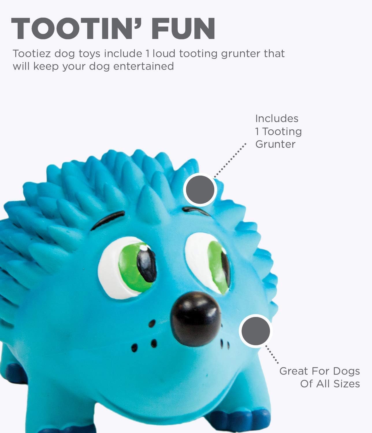 Outward Hound Tootiez Latex Rubber Grunter Hedgehog Dog Toy - Large
