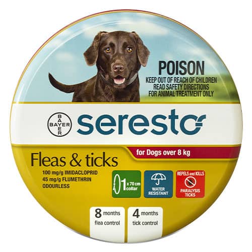 Seresto Dog Medium/Large 8kg+ Flea & Tick Collar Red -