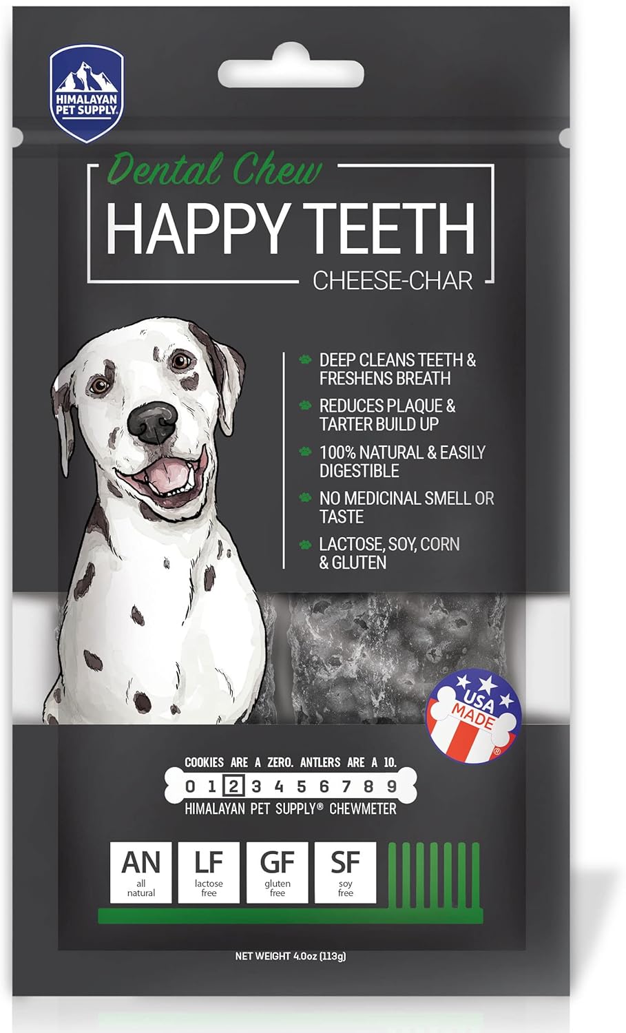 Himalayan Dog Chew Happy Teeth Cheese-char with Activated Charcoal