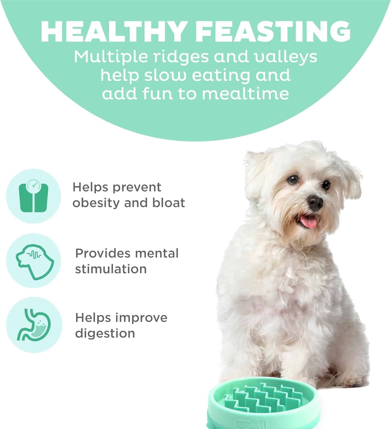 Outward Hound Fun Feeder Wave Slow Feeder Dog Bowl Extra Small - Mint