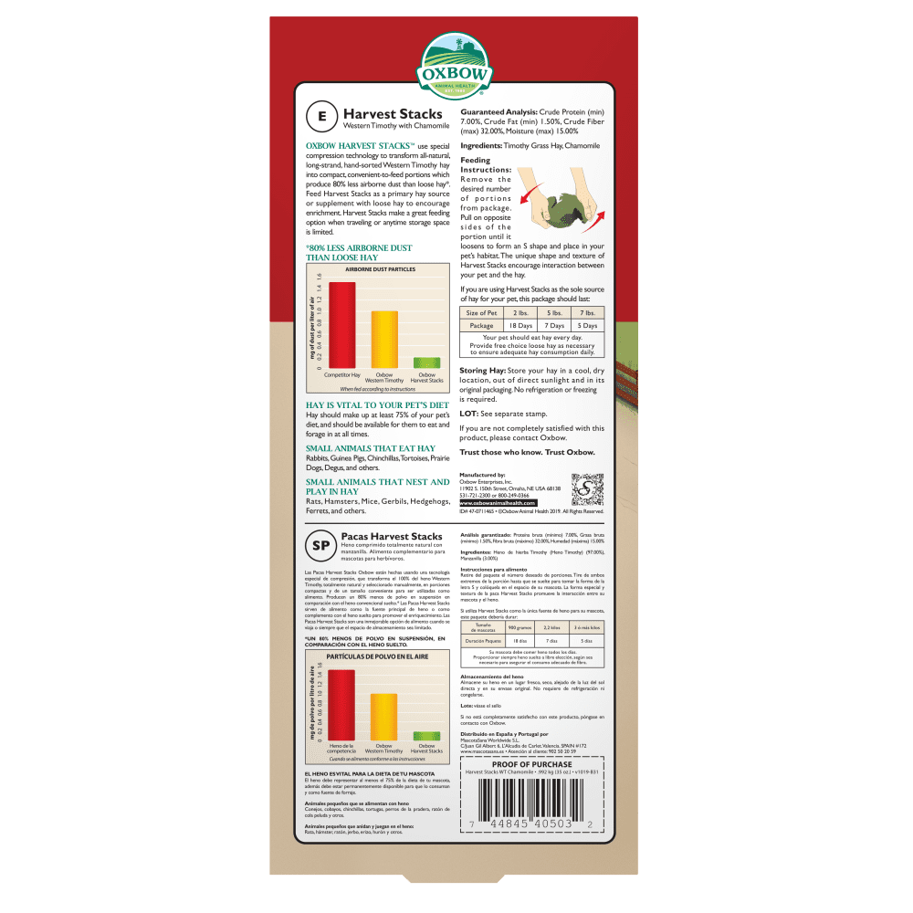 Oxbow Harvest Stacks Western Timothy Chamomile 922g