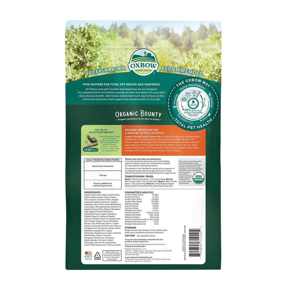 Oxbow Organic Bounty Adult Guinea Pig Food 1.36kg