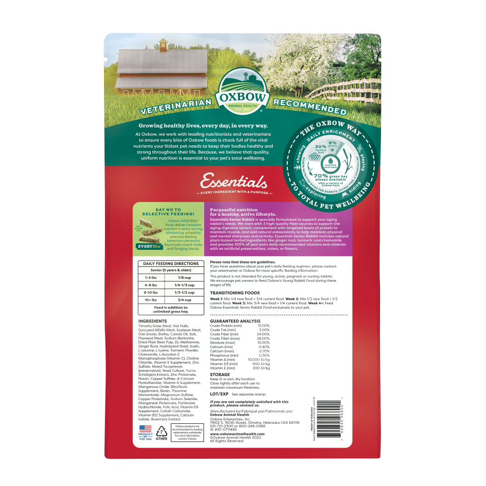 Oxbow Essentials Senior Rabbit Food 1.8kg