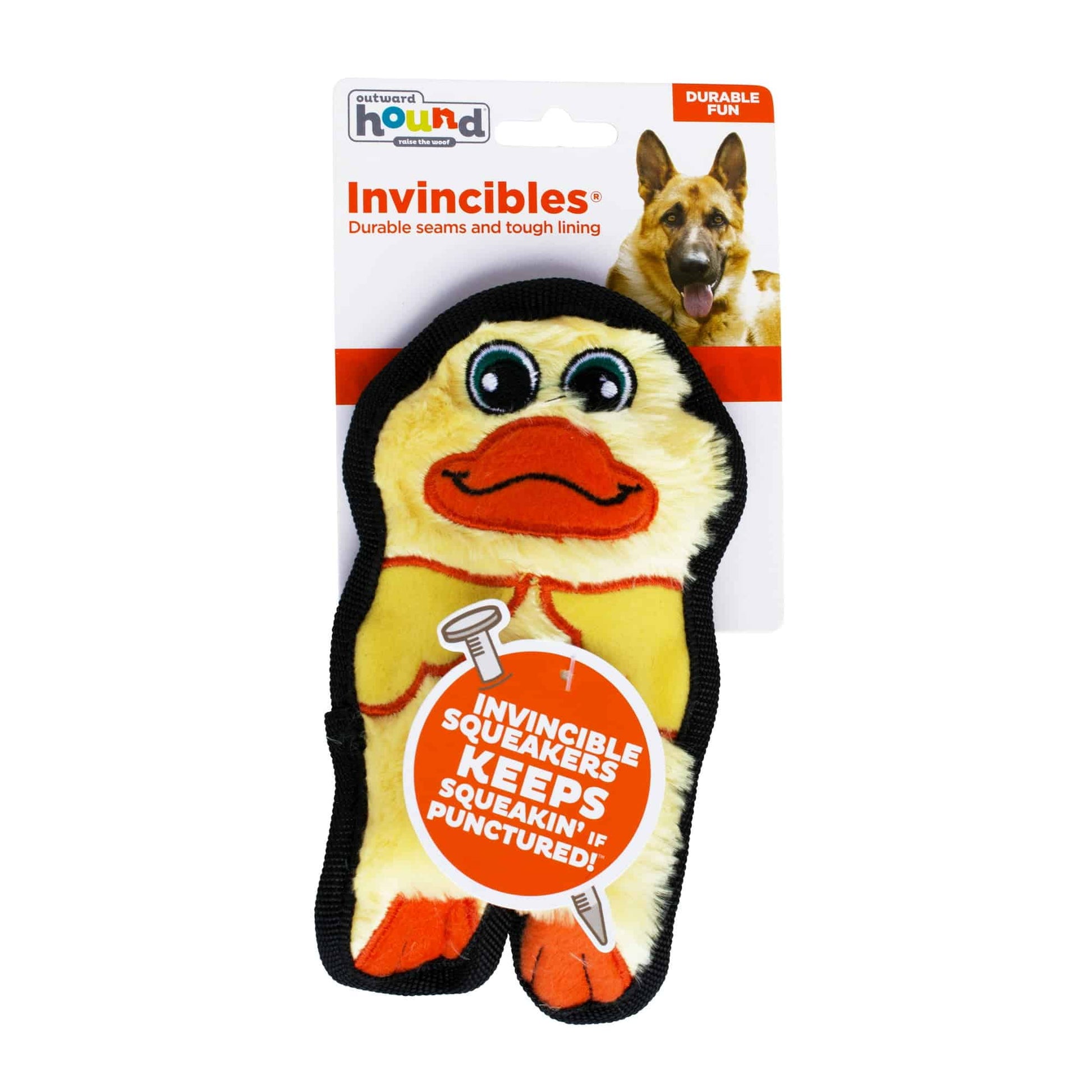 Outward Hound Dog Invincibles Mini Duck Dog Toy - Yellow
