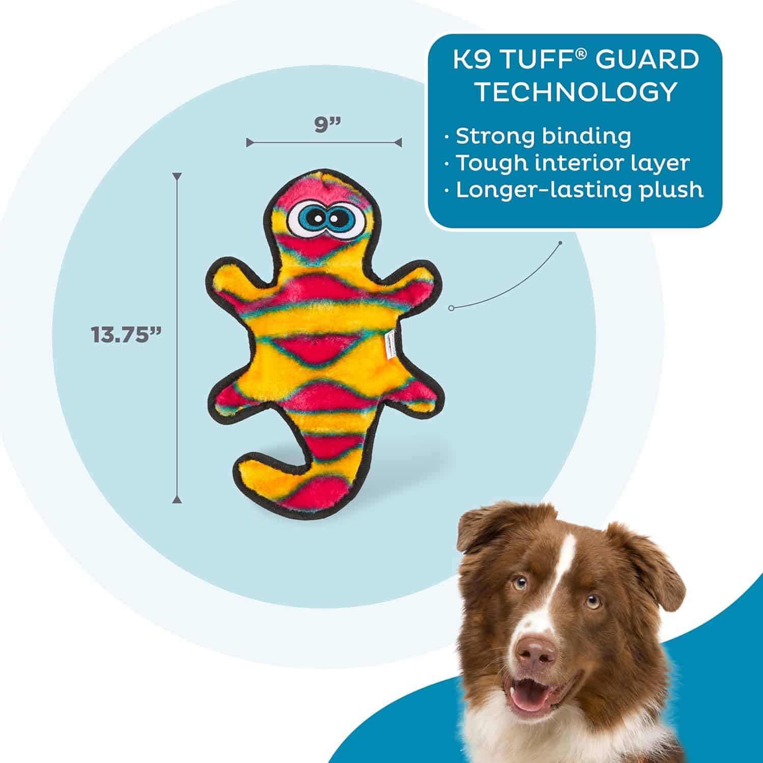 Outward Hound Dog Invincibles Gecko Red/Orange Squeaky Dog Toy