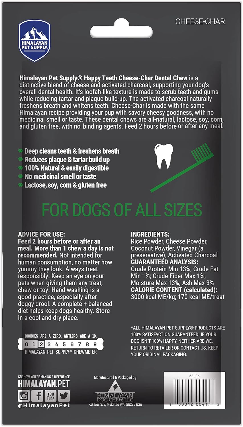 Himalayan Dog Chew Happy Teeth Cheese-char with Activated Charcoal