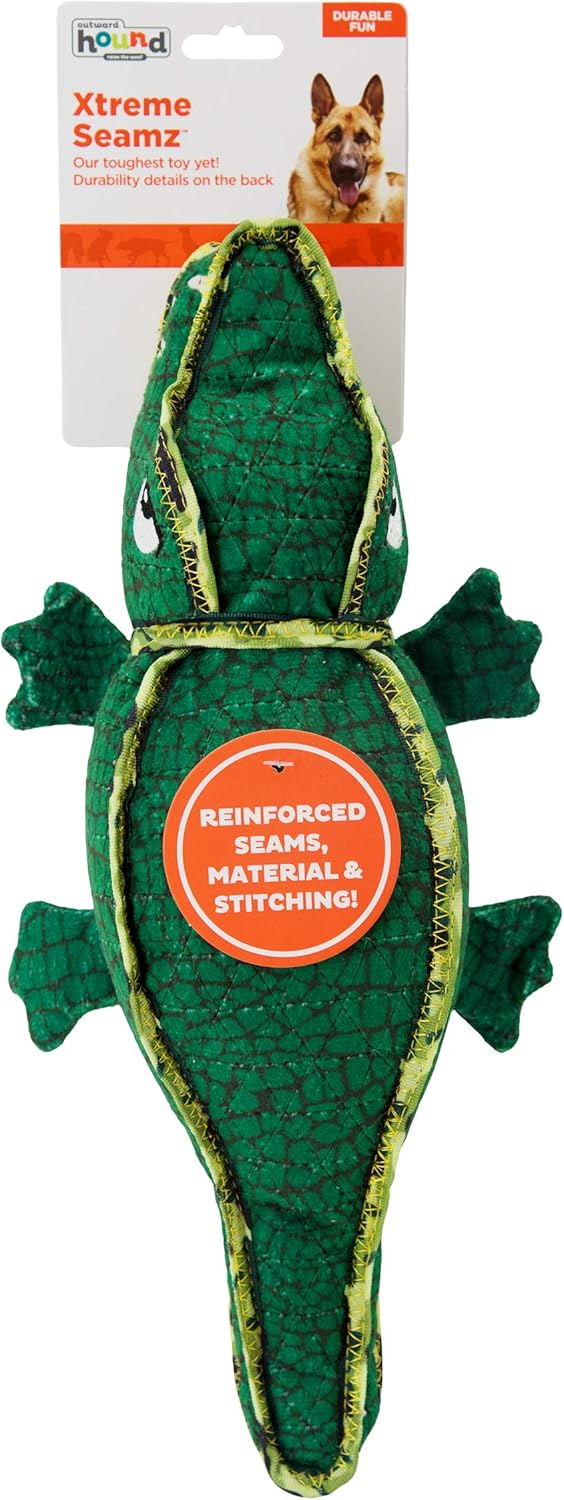 Outward Hound Xtreme Seamz Alligator Dog Toy - Medium