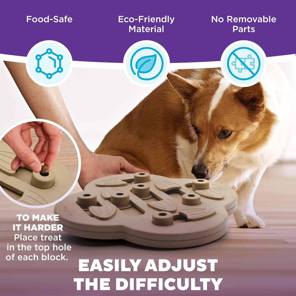 Nina Ottosson Dog Hide N' Slide Interactive Treat Puzzle Dog Toy - Tan
