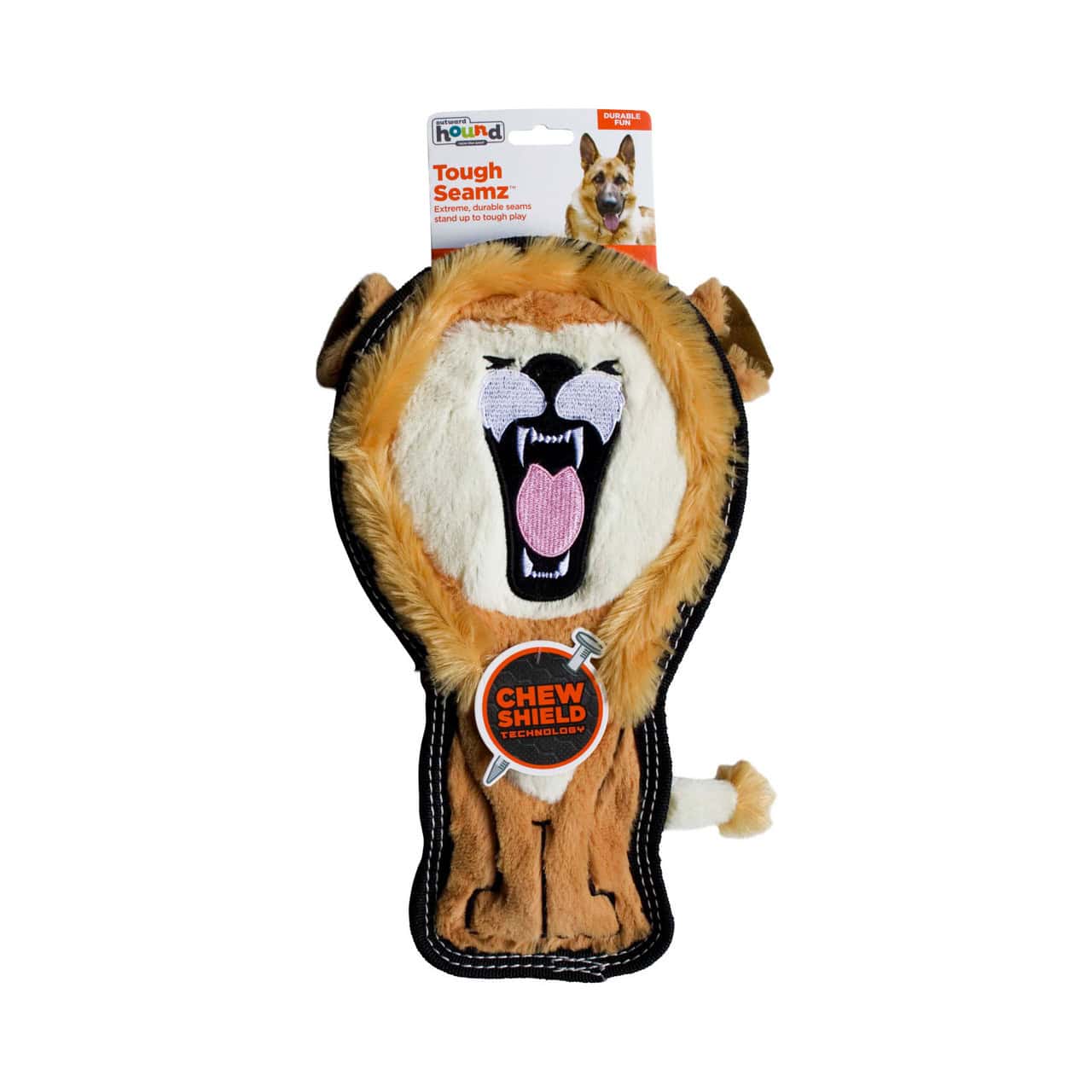 Outward Hound Dog Tough Seamz Lion Dog Toy - Tan