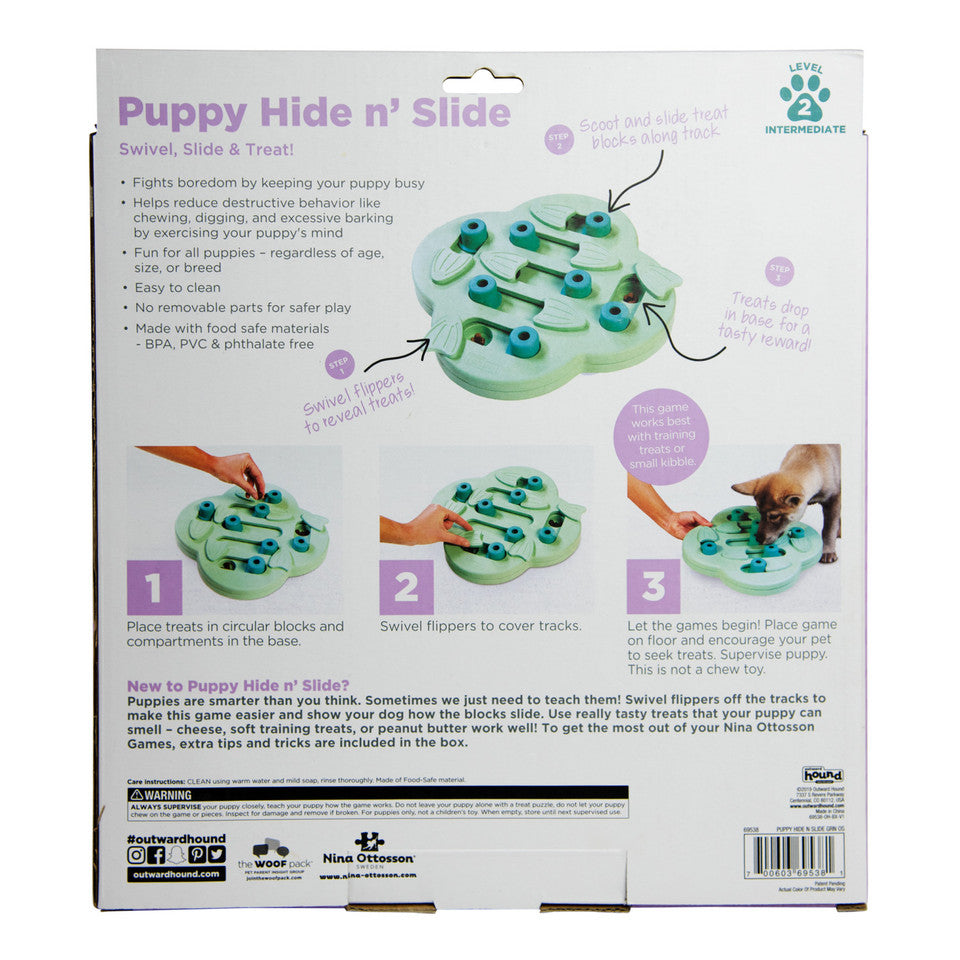 Nina Ottosson Puppy Hide N' Slide Interactive Treat Puzzle Dog Toy - Green