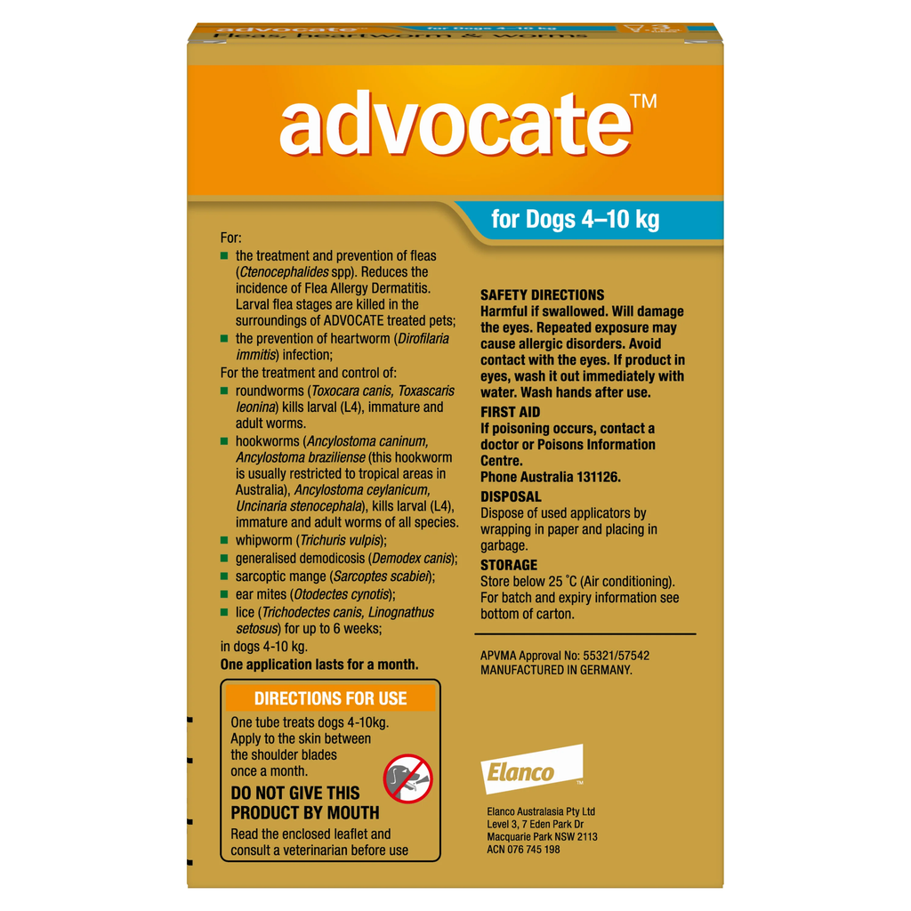 Advocate For Medium Dogs Fleas, Heartworm & Worm (Teal)