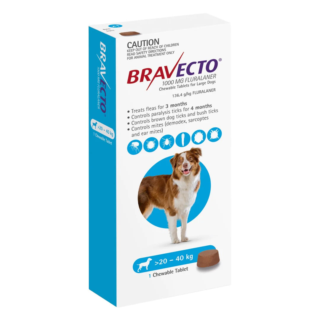 Bravecto Chews Large Dog 20kg-40kg (Blue)