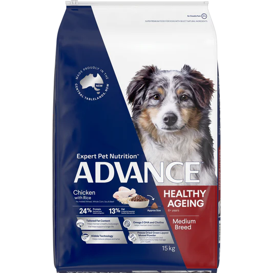 ADVANCE Healthy Ageing Medium Breed Chicken with Rice Dry Dog Food 20Kg (Clearance)