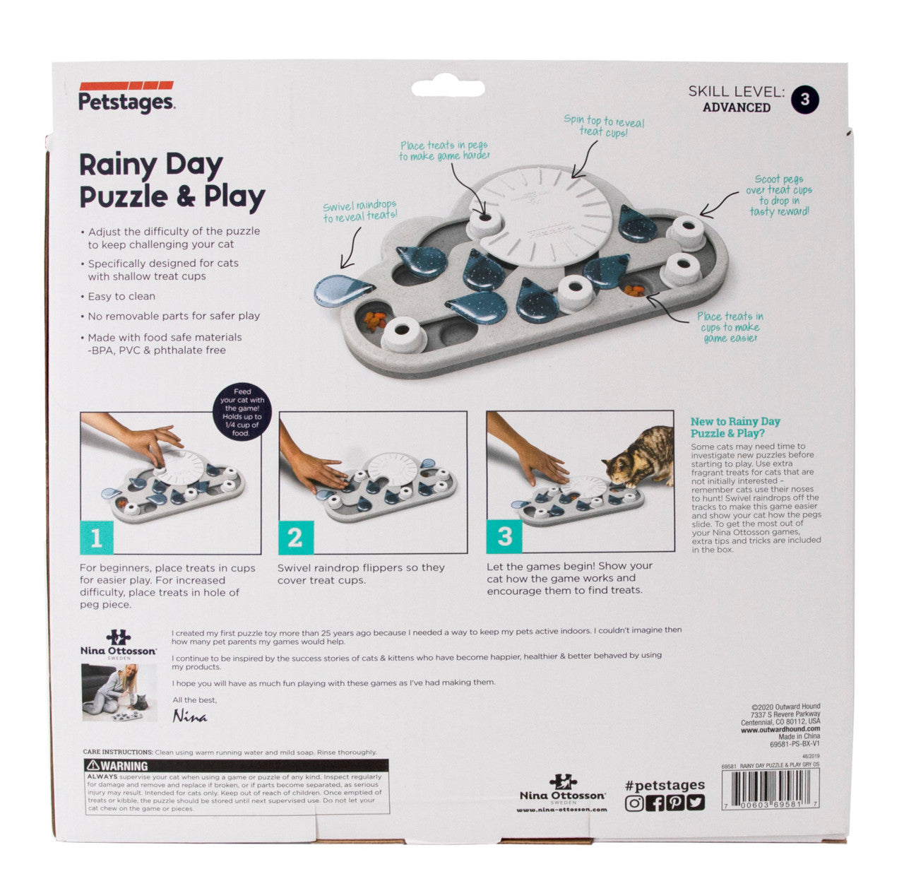 Nina Ottosson Cat Puzzle & Play Cat Treat Puzzle - Rainy Day