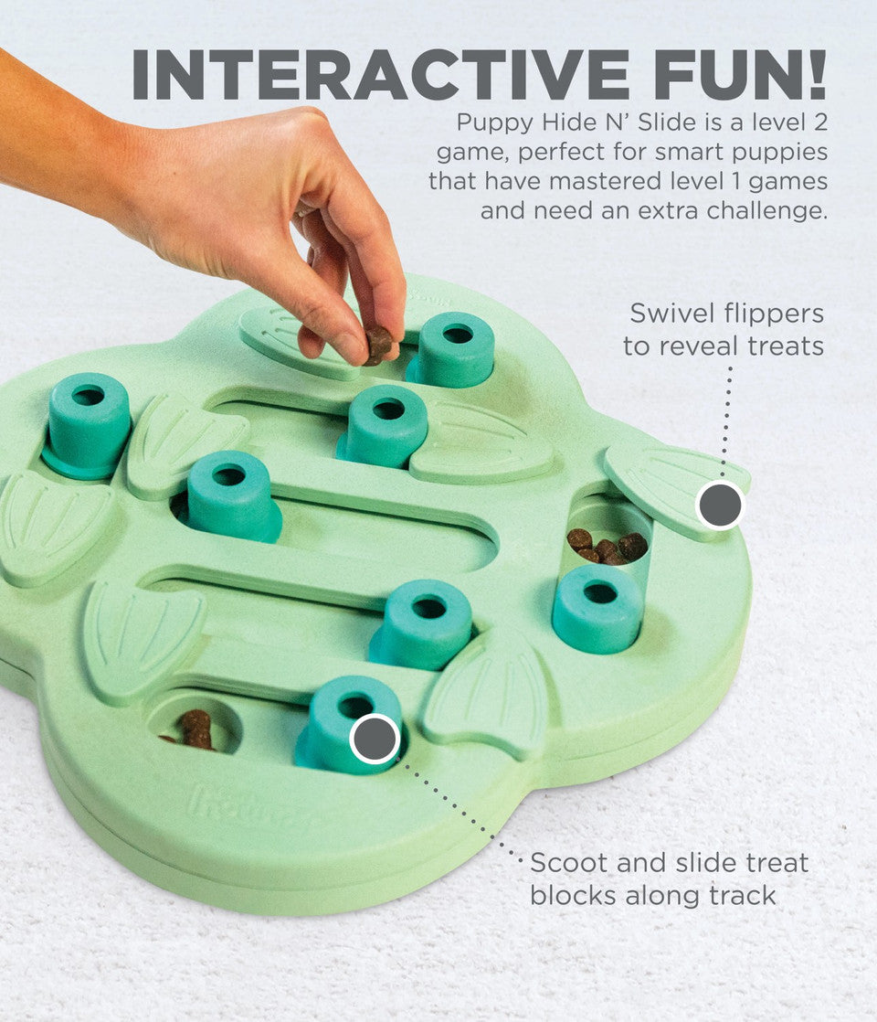 Nina Ottosson Puppy Hide N' Slide Interactive Treat Puzzle Dog Toy - Green