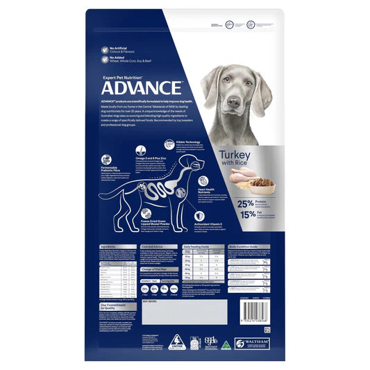 Advance Large Breed Adult Dog Food Turkey with Rice 15kg