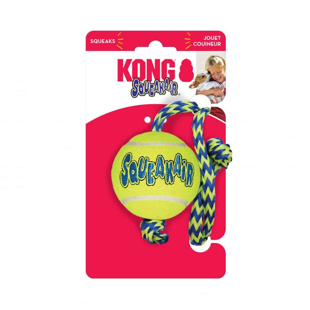 KONG Dog SqueakAir Ball W/Rope Medium