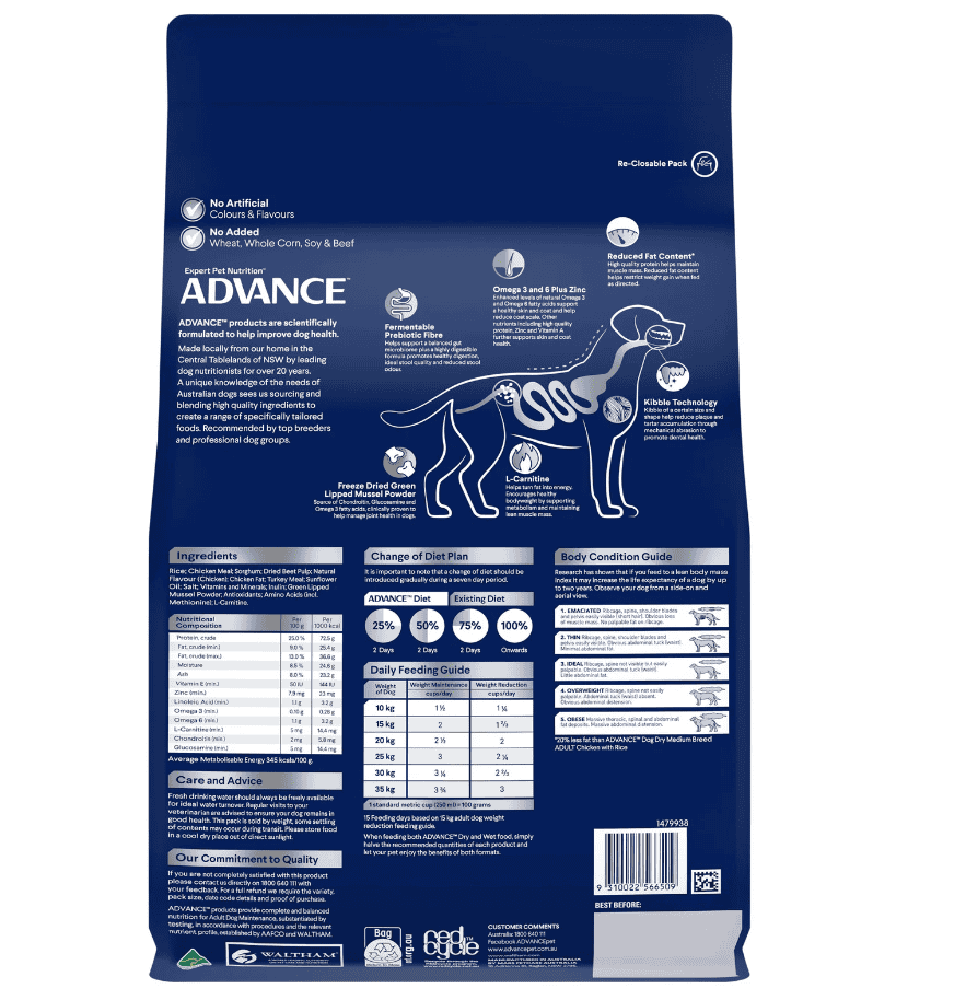 Advance Weight Control Medium Breed Adult Dog Food Chicken