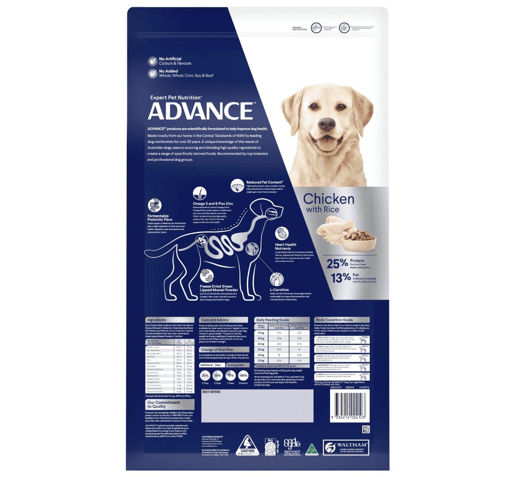 Advance Healthy Weight Large Breed Dog Chicken with Rice 13kg