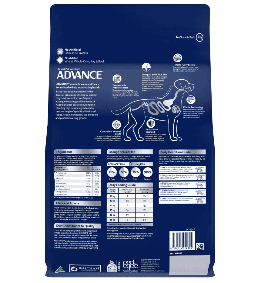 Advance Medium Breed Adult Dog Food Lamb with Rice
