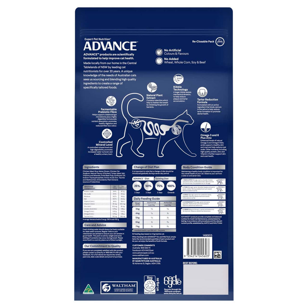 Advance Triple Action Dental Care Adult Cat Chicken with Rice 2kg