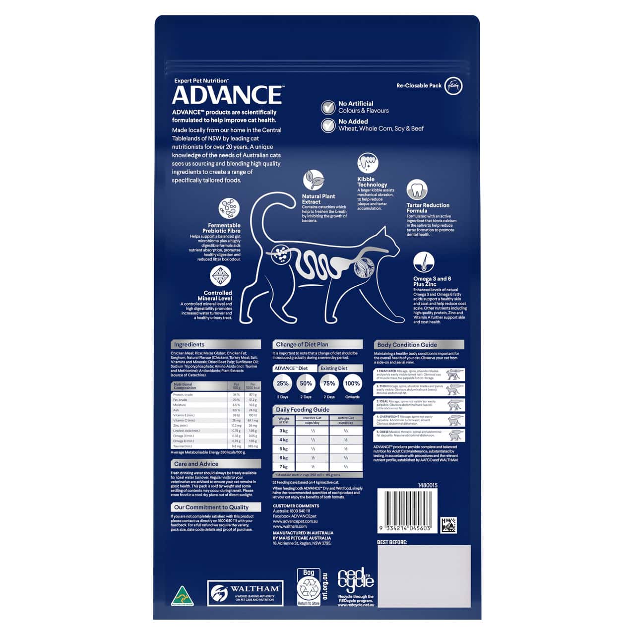Advance Triple Action Dental Care Adult Cat Chicken with Rice 2kg