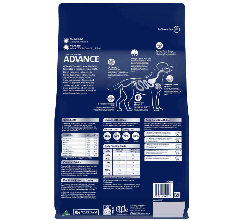 Advance Small Breed Adult Dog Food Turkey with Rice