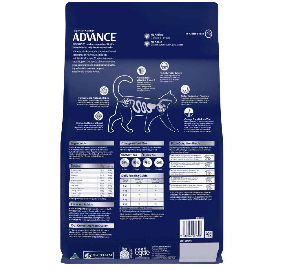 Advance Adult Cat Dry Food Ocean Fish With Rice