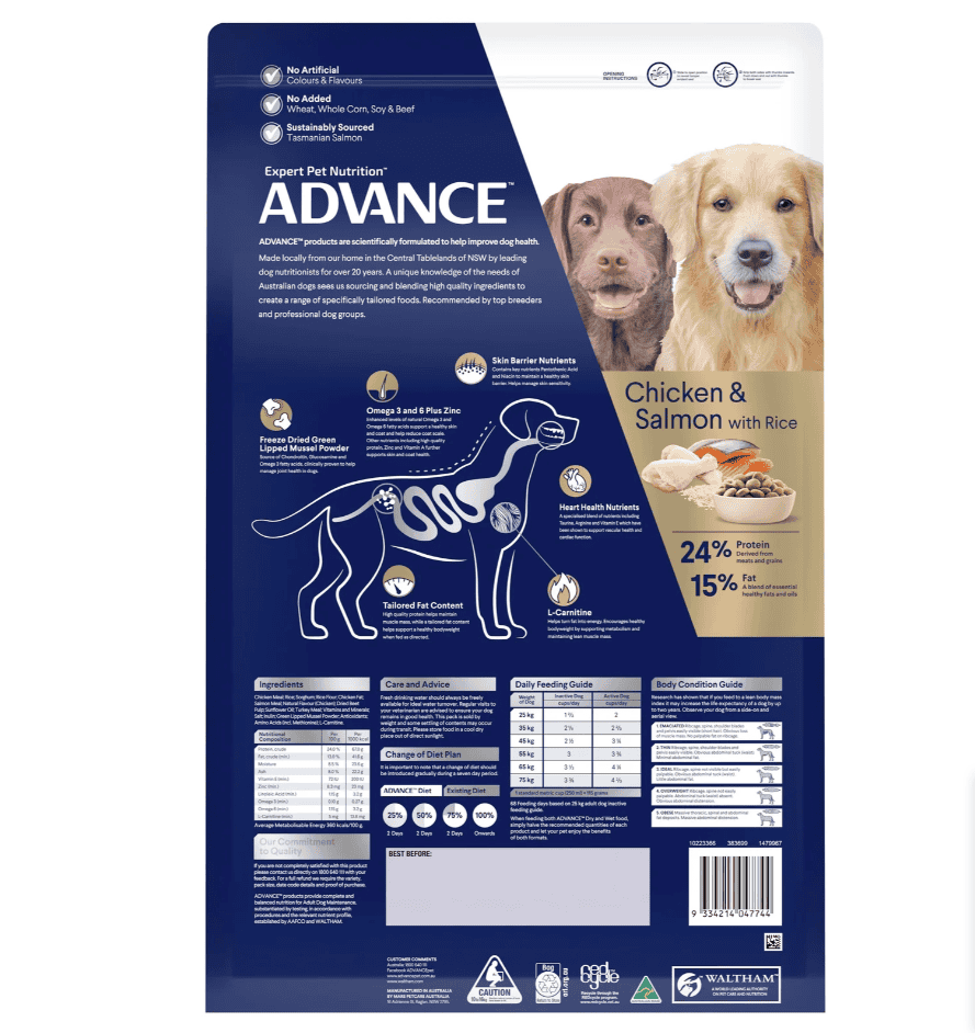 Advance Adult Dog Food for Retrievers Chicken and Salmon 13kg