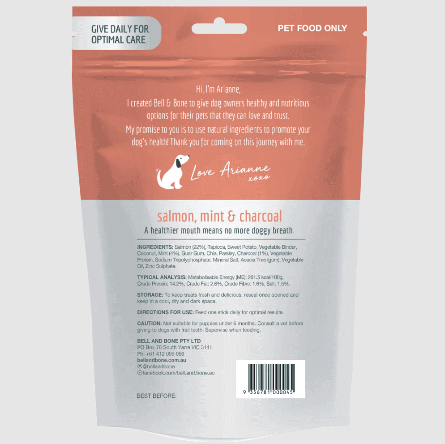 Bell & Bone Dental Stick - Salmon, Mint and Charcoal