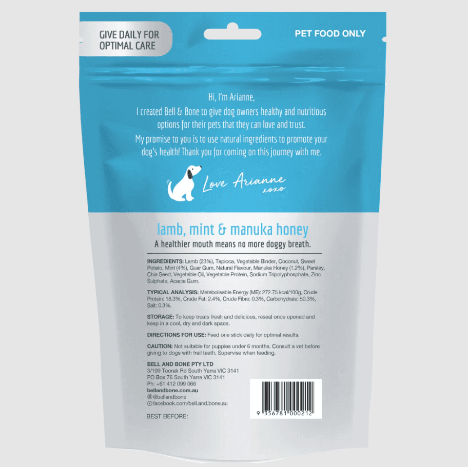 Bell & Bone Dental Stick - Lamb, Mint and Manuka Honey