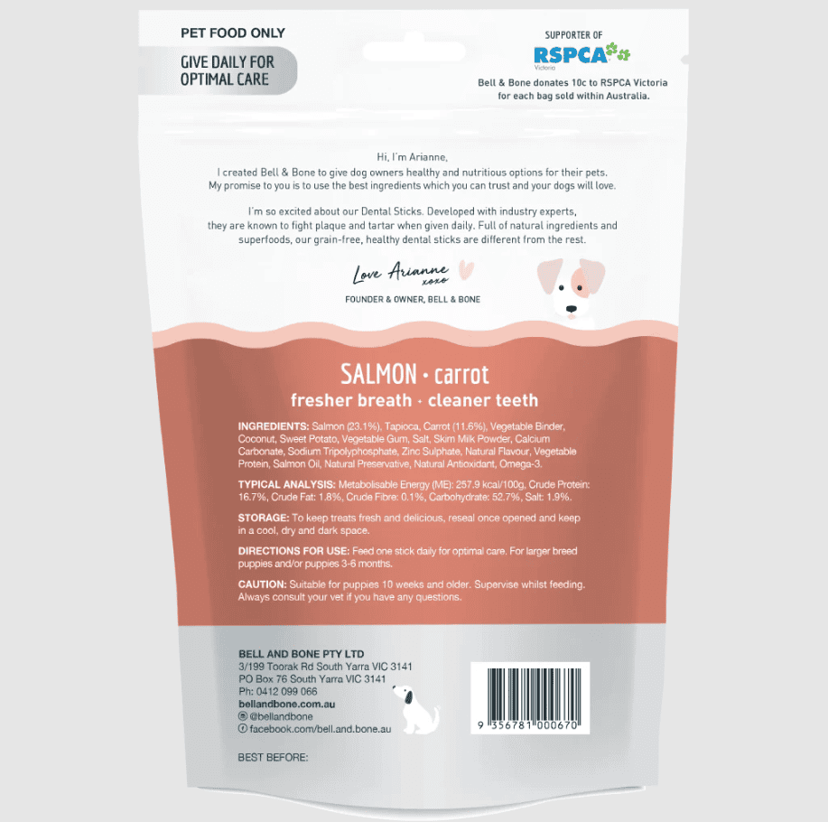 Bell & Bone Puppy Dental Chews - Salmon and Carrot