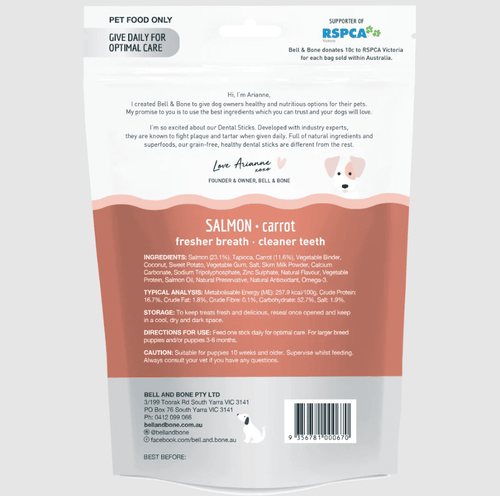 Bell & Bone Puppy Dental Chews - Salmon and Carrot Big Puppy (Expiry 5th Sep 2026)