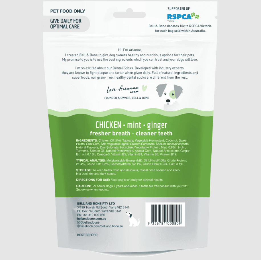 Bell & Bone Senior Dental Sticks - Chicken, Mint & Ginger