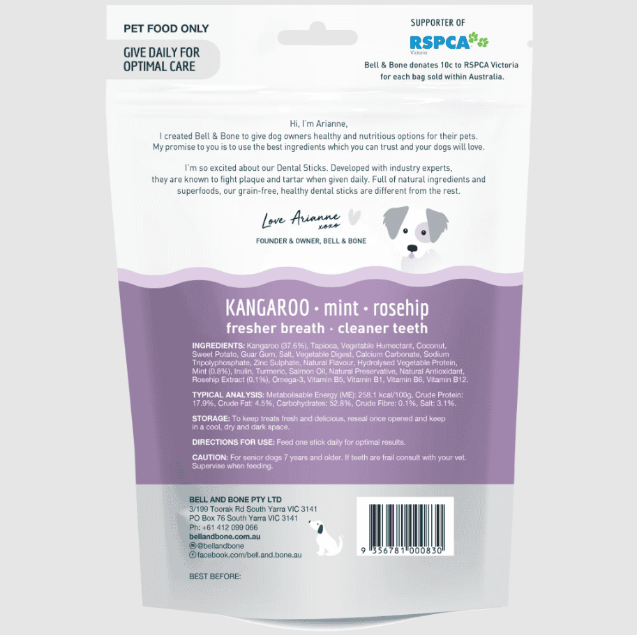 Bell & Bone Senior Dental Sticks - Kangaroo, Mint and Rosehip