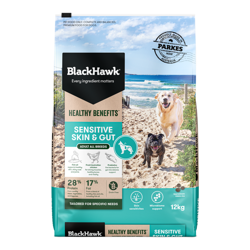 Black Hawk Healthy Benefits Skin & Gut Dog Food 12kg
