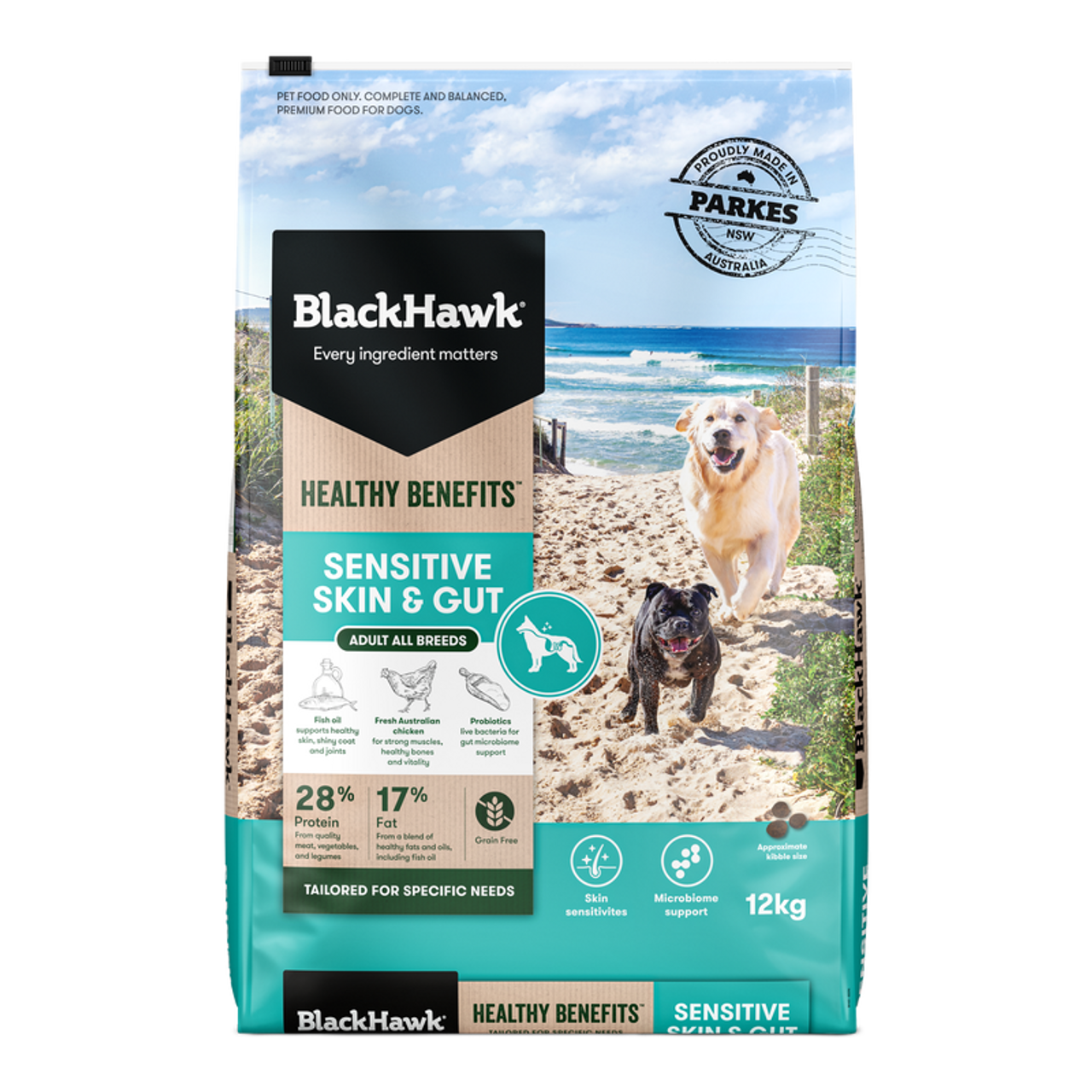 Black Hawk Healthy Benefits Skin & Gut Dog Food 12kg