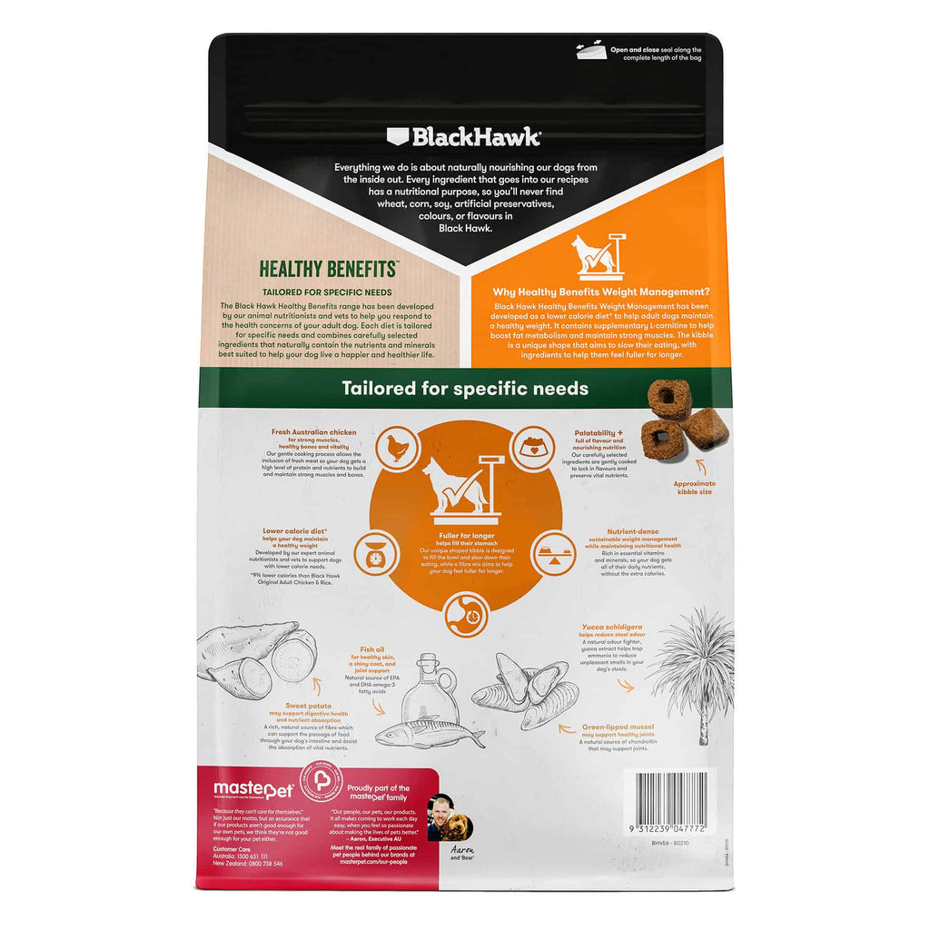 Black Hawk Healthy Benefits Weight Management Dog Food 10kg