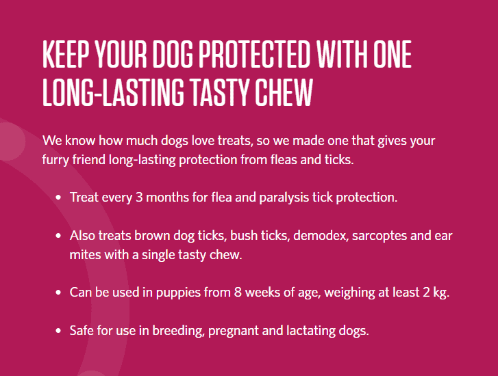 Bravecto Chews Extra Large Dog 40kg-56kg (Pink) 2 pack