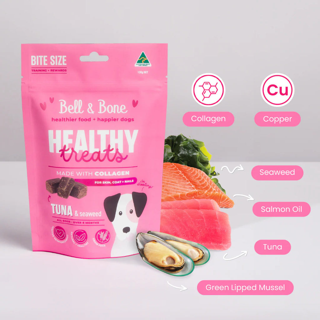 Bell and Bone Dog Healthy Treats: Tuna & Seaweed for Skin, Coat and Nails 130G
