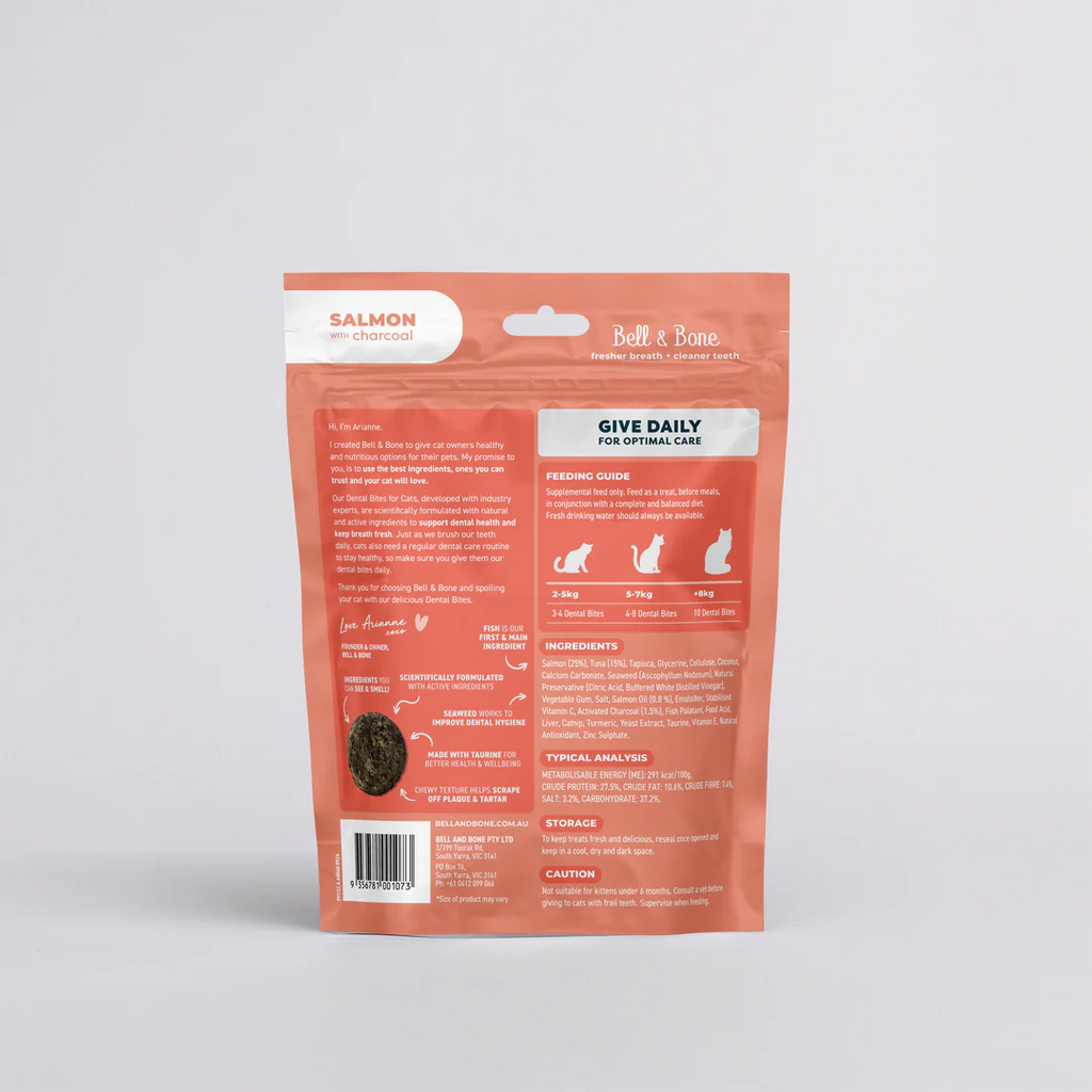 Bell & Bone Cat Dental Bites Salmon Charcoal 80g