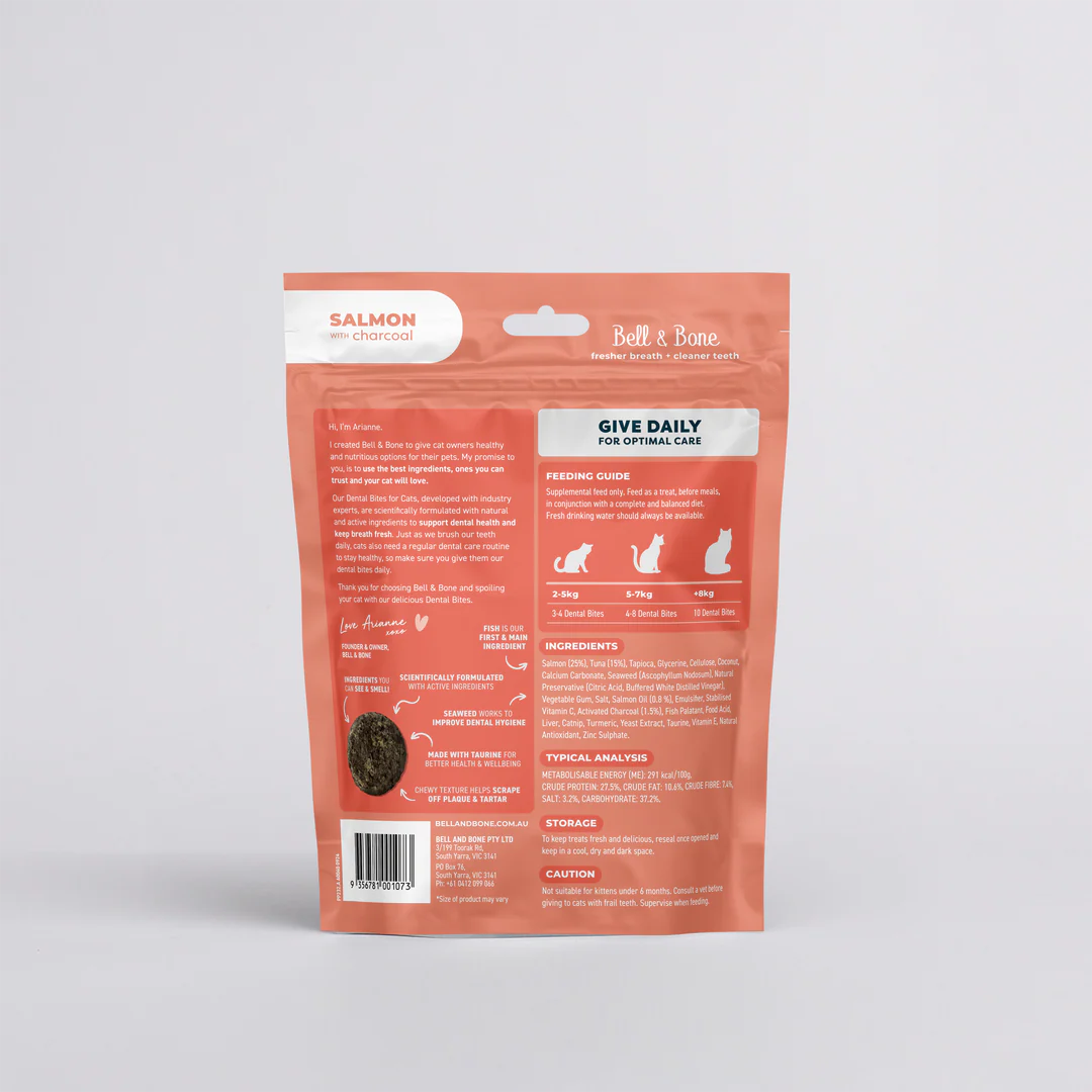 Bell & Bone Cat Dental Bites Salmon Charcoal 80g